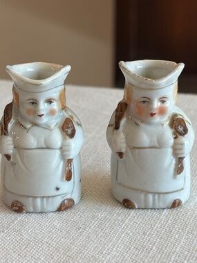 Pair of Vintage Tiny Toby Chef Cook Pitchers Collectible